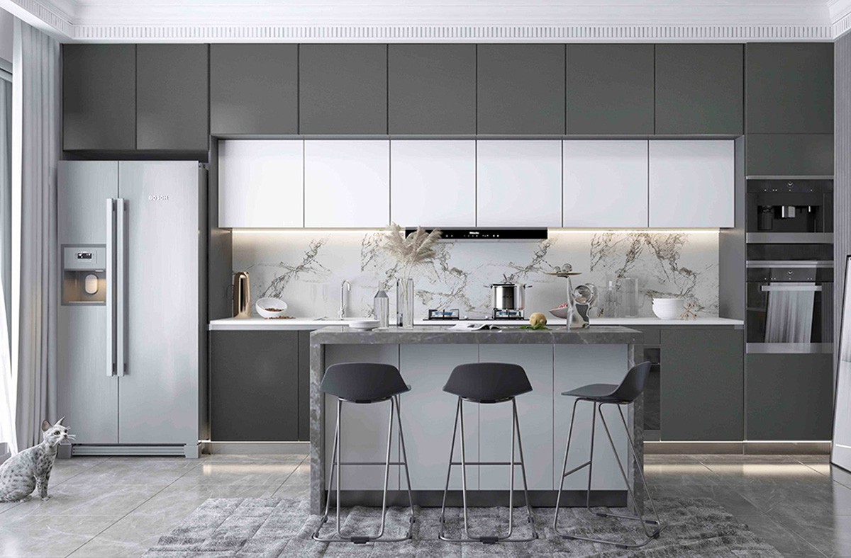 PET frameless kitchen cabinet PET frameless kitchen cabinet
