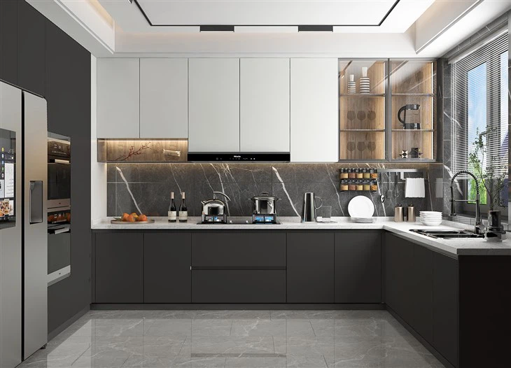 two toned kitchen cabinet